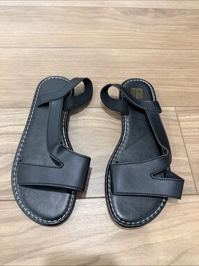 Black Strappy Flat Sandals
